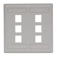 Hubbell IFP26OW Wallplate Flush 2-Gang 6-Port Keystone Wallplate, Office White