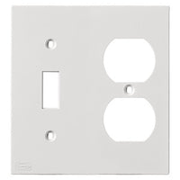 Hubbell KP18W KP Series Wallplate, Nylon, 2-Gang, 1) Duplex 1) Toggle, White