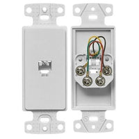 Hubbell NS770W Voice Jacks Wallplate, Frame with Jack, 6 Position, 4 Connector, Pack of 1, 6 Position, White