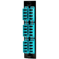 Hubbell FSPNLCQS6AQ Fiber Optic Panel Adapter, 24-Fiber, 6 LC Quad, Zircon Sleeves, Aqua