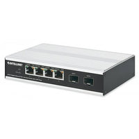4-Port Gigabit Ethernet PoE+ Industrial Switch with 2-Port SFP, PoE Power Budget 120W, Endspan, DIN-Rail Mount, IP40, Metal Housing