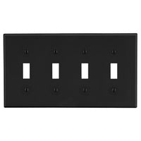 Hubbell PJ4BK 4-Gang Wall Plate, Black