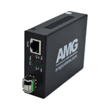 AMG Systems AMG210M-1FAT-1SS1B-P30 Mini Media Converter 100Mb Ethernet to Singlemode Fiber, 1-Fiber, LC Connector, 1550nm, 30W PoE+