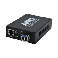 AMG Systems AMG210M-1GAT-1SS2-P30 210M PoE Series Mini Ethernet Media Converter, 1-Port 10/100/1000BaseT(x) RJ45 with 30W PoE+, 1-Port 1000BaseFx Singlemode, 2-Fiber, 1310nm, LC Connector, 20Km