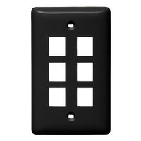 Hubbell NSP16BK 1-Gang 6-Port Wall Plate, Black