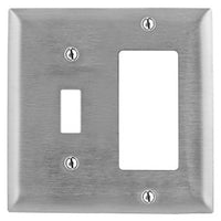 Hubbell SS126 2-Gang Switch/GFCI Wall Plate, Stainless Steel