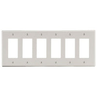 Hubbell P266LA 6-Gang Decorative Wall Plate, Light Almond