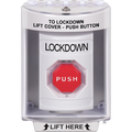STI SS2389LD-EN Indoor / Outdoor Surface with Horn Turn-to-Reset Stopper Station, 'LOCKDOWN' Label, White