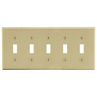 Hubbell P5I 5-Gang Toggle Wall Plate, Ivory