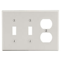 Hubbell PJ28LA WALLPLTM-SIZE3-G2 TOG Wallplate Medium Size 3-Gang Toggle Duplex, Light Almond