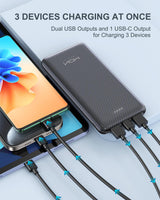 Portable Charger 10000Mah Battery Pack, Slim Powerbank With 5V 3A Usb-C In/Out,