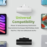 5000Mah Mini Portable Charger With Built-In Type C Connector, 5V 2.4A Usb-C Outp