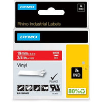 DYMO 1805422 Rhino Red Vinyl Tape, 19mm, white Text - DYMO