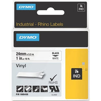 DYMO 1805430 Rhino White Vinyl Tape, 24mm, Black Text - DYMO