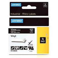 DYMO 1805435 Rhino Black Vinyl Tape, 12mm, white Text - DYMO