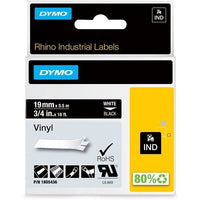 DYMO 1805436 Rhino Black Vinyl Tape, 19mm, white Text - DYMO