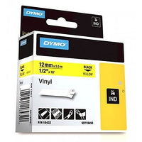 DYMO 18432 RHINO Industrial Vinyl Labels, 1/2" (12mm), Black on Yellow - DYMO