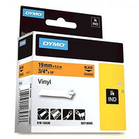 DYMO 18436 Industrial Vinyl Labels, 3/4", 19mm, Black Text on Orange Label - DYMO