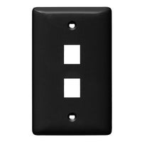 Hubbell NSP12BK 1-Gang 2-Port Wall Plate, Label-Less, Black