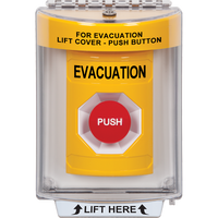 STI SS2234EV-EN Indoor / Outdoor Flush Momentary Stopper Station with Evacuation Label English, Yellow