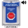 STI SS2448EX-EN Stopper Station Push Button with Universal Stopper Cover with Horn, Pneumatic, LED, "Emergency" Exit Label, Blue
