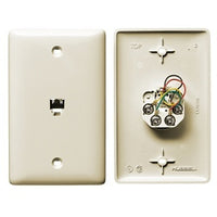 Hubbell NS730LA 1-Gang Wallplate with Jack, 6-Position, 4-Conductor