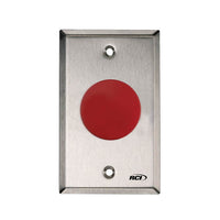 RCI 908RBMO9 Exit Pushbutton with Momentary Switch, Blank Wallplate, 32D, Red