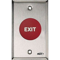 RCI 908TD 908 Series Exit Push Button, Time-Delay, Red Button, Brushed Stainless Steel