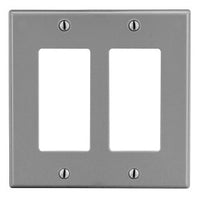 Hubbell PJ262GY 2-Gang Decorator Wall Plate, Gray