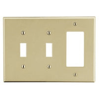 Hubbell PJ226I 3-Gang Wall Plate for 2 Toggle Switches and 1 Decorator, Ivory