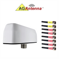 AG Antenna AG98-BW-2C6W AG98 Low Profile Series Mobility 8-Lead MIMO 2 x Cellular 3G 4G 5G CBRS / Multi MIMO 6 x WiFi Dual Band - Bolt Mount Antenna w/15ft Coax Cables - White