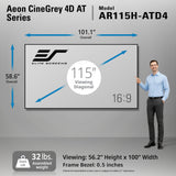 Elite Screens AR115H-ATD4 Aeon CineGrey 4D AT 115" 16:9 Edge Free Acoustically Transparent ALR Projector Screen