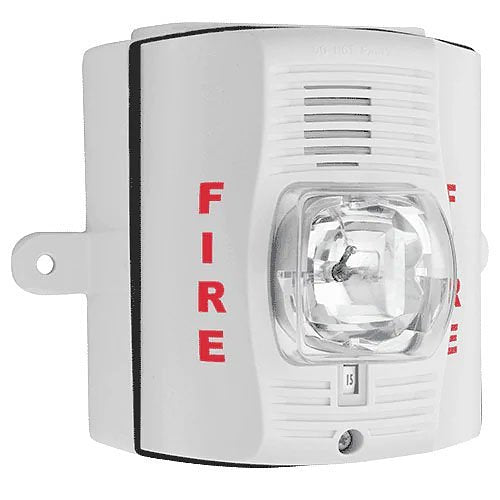 System Sensor P2WHK SpectrAlert Advance Outdoor Selectable Output Horn Strobe, 2-Wire, Wall Mount, High CD, "FIRE" Marking, White (Includes Plastic Weatherproof Back Box)