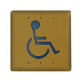Camden CM-45-2-PB 4-1/2" Square Push Plate Switch, Concealed Screws, 'WHEELCHAIR' Symbol, Blue, Polished Brass (US3/605)