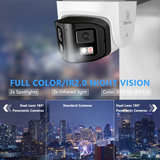 Silarius Pro Series SIL-DSD8MP28 8MP Dual Lens 180 degree Panoramic Auto Stitching PoE IP Camera OEM ODM Full color Human/Vehicle Detection, 2.8mm lens, ONVIF with 2-Way Audio (NDAA Compliant)