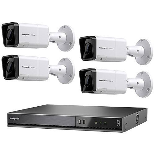 Honeywell HC35WB5R2KT 35 Series 5-Piece Kit, (4) HC35WB5R2 IP Bullet Camera, White (1) HN35040101 4K NVR, 1TB, Black