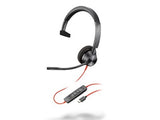 Poly 8X215AA Blackwire 3310 Monaural USB-C Headset +USB-C/A Adapter
