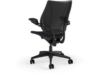 Humanscale L113BJ10CL57NFSSNSC Liberty Task Chair with Black Frame and Height-Adjustable Arms - Midnight Corvara Leather