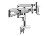 Humanscale X2NTNCCWNTWQTWQTW18 Mflex M2.1, Non Tech Base, Bracket for 3 Monitors, Clamp Mount, Polished Aluminum w/ Whit