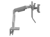 Humanscale M81NTNDSBHG M8.1 Monitor ARM with Combo Mount with Crossbar and Handle for DUAL Monitors - Silver with Gray T