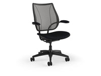 Humanscale L217BN10CF10XFSHNSC Liberty Ocean Task Chair with Black Frame and Fixed Arms with Matching Textile - Black Corde 4 Fabric Seat