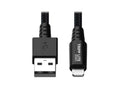 Eaton Tripp Lite M100-001-GY-MAX Heavy-Duty USB-A to Lightning Sync/Charge Cable, UHMWPE and Aramid Fibers, MFi Certified - 1 ft. (0.31 m)