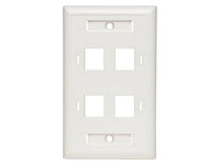 Eaton Tripp Lite N042-001-04-WH 4-Port Keystone Faceplate, Single Gang, ID Labels, White, TAA