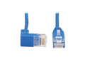 Eaton Tripp Lite N204-S02-BL-DN Down-Angle Cat6 Gigabit Molded Slim UTP Ethernet Cable (RJ45 Right-Angle Down M to RJ45 M), Blue