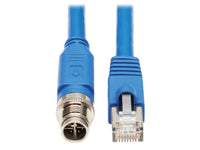 Eaton Tripp Lite NM12-6A2-02M-BL M12 X-Code Cat6a 10G F/UTP CMR-LP Shielded Ethernet Cable (M12 M/RJ45 M), IP68, PoE, Blue, 2 m (6.6 ft.), TAA
