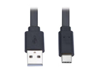 Eaton Tripp Lite U038-003-FL USB-A to USB-C Flat Cable - M/M, USB 2.0, Black, 3 ft. (0.91 m)