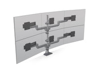 HAT Design Works E5G-P33SS-SLV E5 Three Over Three Static Pole Monitor Arm, Silver, holds 10 lbs per monitor, up to 27IN screen