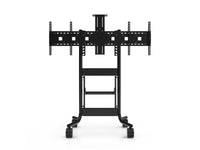 iCart RPS-500L Mobile cart supports dual 70 displays. Includes universal display mount, adjustable video camera shelf, 10RU, and adjustable rack shelf. TAA