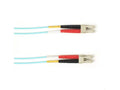 Black Box FOCMP10-008M-LCLC-AQ OM3 50/125 Multimode Fiber Optic Patch Cable - OFNP Plenum, LC to LC, Aqua, 8-m (26.3-ft.), GSA, TAA/