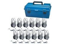 HamiltonBuhl LCP/12/SC7V Lab Pack, 12 SchoolMate SC7V Deluxe-Sized Headphones in a Carry Case